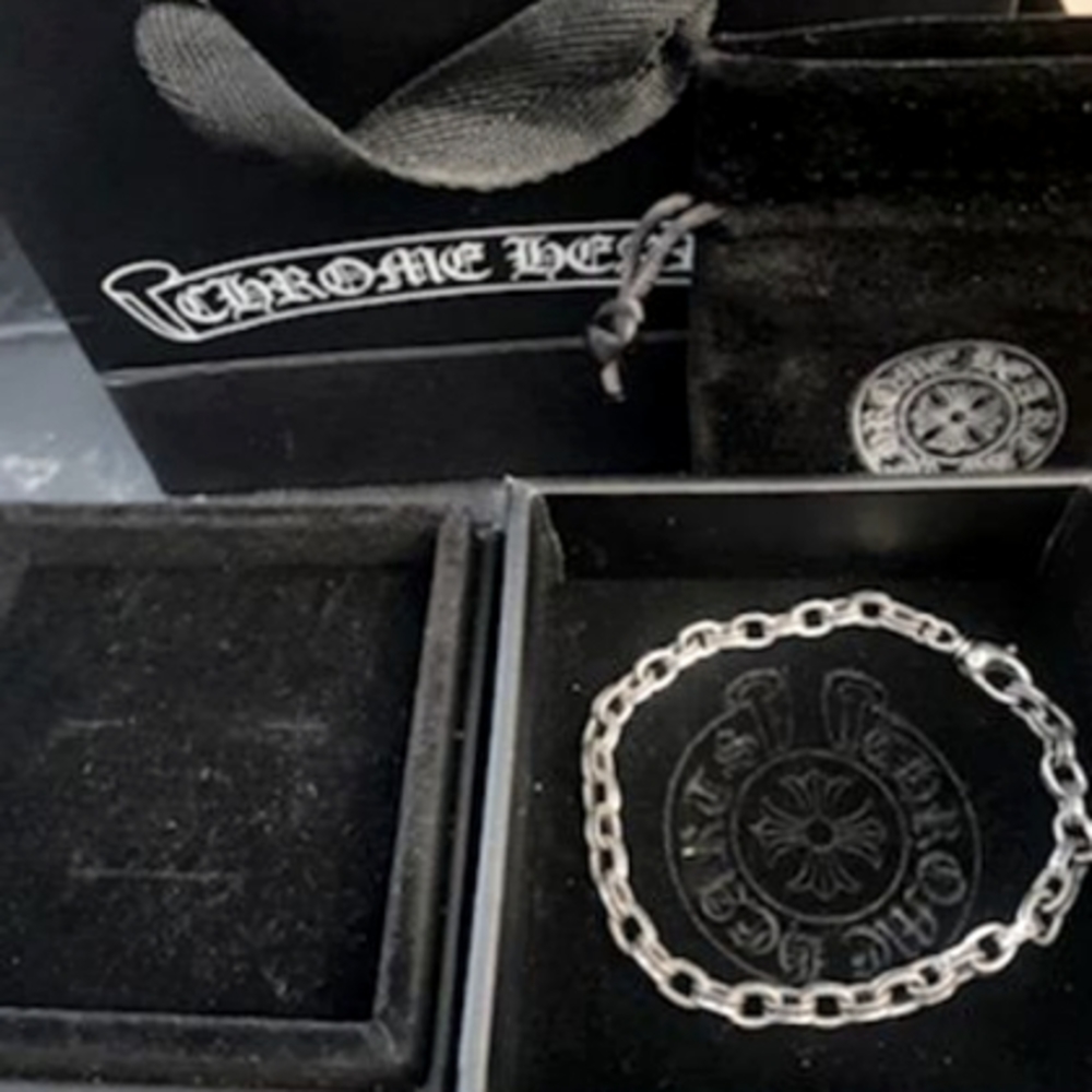 Chrome Hearts Silver Paper Chain Bracelet W/ Claw Clasp